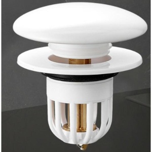 Dop scurgere chiuveta, universal, deschidere cu click, material oțel, diametru exterior 66 mm, culoare Alba - Img 4