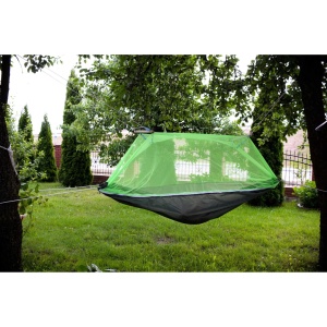 Hamac de Camping Dublu (2 persoane), 200 x 100 cm + Plasa de tantari, culoare Verde - Img 3
