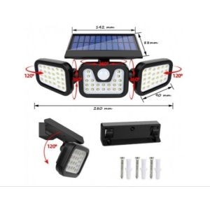 Lampa Solara LED, reglabila, model TRIO, cu senzor crepuscular si senzor de miscare - Img 6