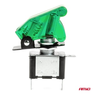 Comutator iluminat (intrerupator) cu protectie, destinatie auto, moto, ATV, SSV, Off-Road, model "TOP GUN", tensiune 12V - 24V, culoare Verde - Img 3