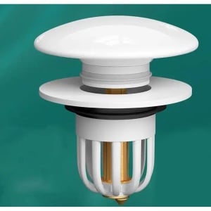 Dop scurgere chiuveta, universal, deschidere cu click, material oțel, diametru exterior 66 mm, culoare Alba - Img 5