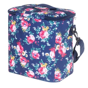 Geanta termoizolanta pentru picnic sau plaja, capacitate 11l, culoare Albastra cu flori - Img 6