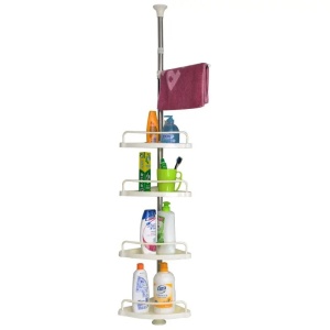 Organizator baie, raft de baie de tip "coltar" cu brat telescopic, cu 4 etajere si suport pentru prosop - Img 3