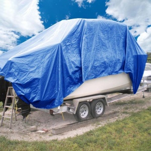Prelata Impermeabila cu ochiuri metalice de prindere, dimensiune 4,0m x 6,0m, densitate 80g/m2, culoare albastra - Img 3