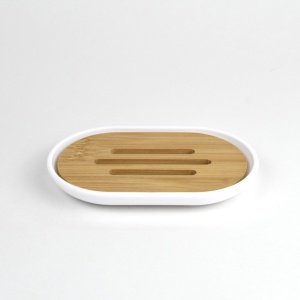 Set Elegant pentru baie format din 6 piese, ABS + lemn, culoare alb/maro - Img 7