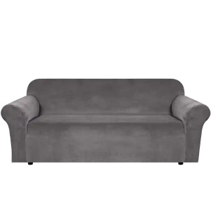Husa universala pentru canapea standard cu 3 locuri, imitatie catifea, culoare GRI - Img 4