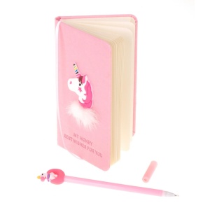 Set Cadou pentru Copii, Caiet cu Unicorn finisat cu piele ecologica + Pix cu Unicorn - Img 5
