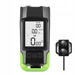 Vitezometru Digital cu lampa Fata + Spate si Claxon, waterproof, pentru bicicleta, model AVX-WT-BK-1718B - Img 3