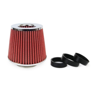 Filtru de aer conic rosu + chrome cu 3 adaptoare - Img 1