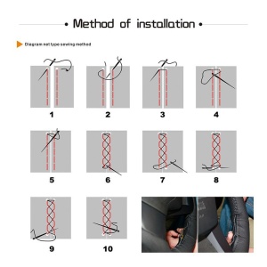 Husa volan din PIELE NATURALA CU DOUA DUNGI ROSII, pentru autoturisme, diametru 37 - 39 cm, cu ac si ata (se coase, aspect ORIGINAL) - Img 3