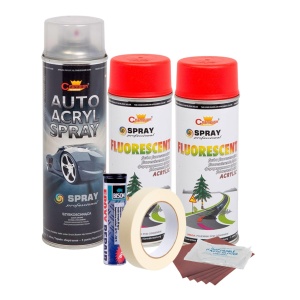 Kit complet reparatie si vopsire jante culoare Rosu Fluorescent, V2 - Img 1