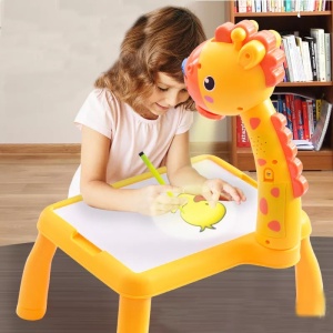 Masa Muzicala de Desen pentru copii cu Proiector, model Girafa, culoare Galben, 24 imagini, AVX-WT-222-2-YELLOW-GIRAFFE - Img 1