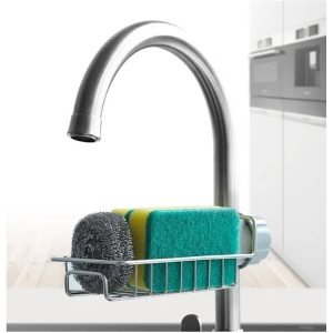 Raft organizator universal pentru bucatarie sau baie, montaj pe robinet, material otel, culoare Argintiu - Img 5