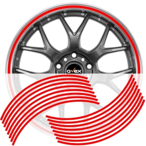 Set 16 inele din autocolant pentru jante culoare Rosu Lucios - Img 1