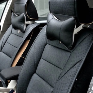 Set 2 buc. perne tetiere auto, pentru sustinere gat din piele ecologica, culoare NEGRU - Img 1