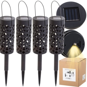Set 4 lampi solare de gradina cu picior si agatatoare tip "Felinar" cu LED - Img 5