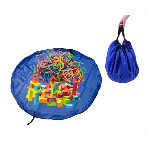 Covoras de joaca & Sac pentru jucarii, 2in1, culoare Albastra, diametru 150cm - Img 2