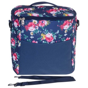 Geanta termoizolanta pentru picnic sau plaja, capacitate 11l, culoare Albastra cu flori - Img 8
