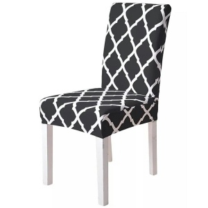 Husa universala pentru scaune clasice, model ROMB, culoare NEGRU + ALB - Img 2