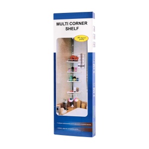 Organizator baie, raft de baie de tip "coltar" cu brat telescopic, cu 4 etajere si suport pentru prosop - Img 6