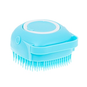 Perie din silicon cu dozator de sampon pentru spalare caini sau pisici, 7,5 x 7,5 cm, culoare albastra - Img 4
