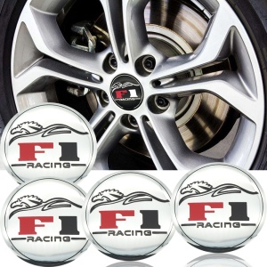 Set 4 buc. ornament central janta, model "F1 Chrome", diametru 5cm - Img 1