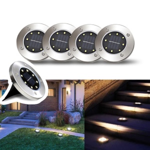 Set 4 x Lampa Solara estetica exterioara de gradina, cu 8 LED-uri, cu suport scurt - Img 1