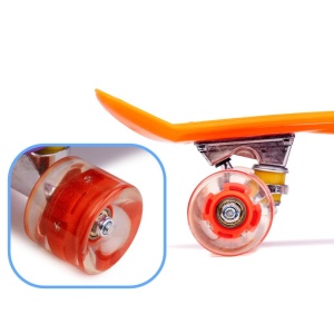 Skateboard Penny Board pentru copii cu roti din cauciuc, iluminate LED, culoare Orange - Img 4