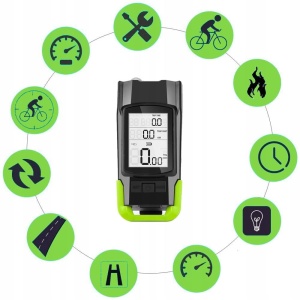 Vitezometru Digital cu lampa Fata + Spate si Claxon, waterproof, pentru bicicleta, model AVX-WT-BK-1718B - Img 5