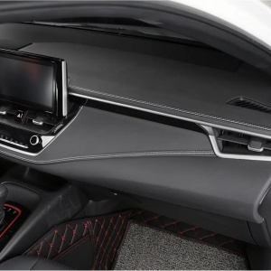 Banda decorativa pentru interiorul vehiculului, lungime 2m, din piele ecologica, culoare Neagra + cusatura Alba - Img 2