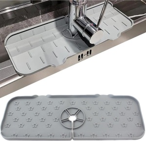 Covoras din silicon anti-picurator pentru lavoare, dimensiune 36,5 x 14 cm, culoare Gri - Img 2
