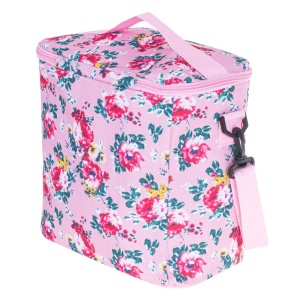 Geanta termoizolanta pentru picnic sau plaja, capacitate 11l, culoare Roz cu flori - Img 7