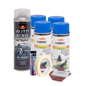Kit complet reparatie si vopsire jante culoare Albastru Fluorescent, V4 - Img 1