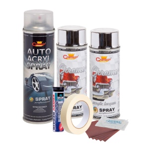 Kit complet reparatie si vopsire jante culoare Crom Metalic, V2 - Img 1