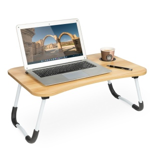 Masa pentru Laptop plianta din MDF, dimensiune 60 x 39,5 cm, cu suport pahar si telefon - Img 2