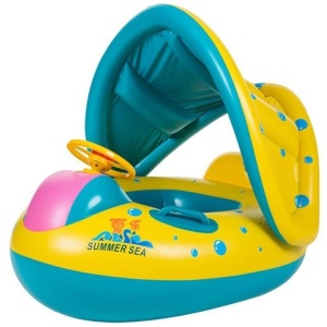 Ponton, Saltea de apa, gonflabila pentru copii cu acoperis, dimensiune 65 x 73 cm - Img 6