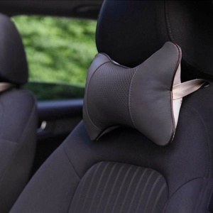 Set 2 buc. perne tetiere auto, pentru sustinere gat din piele ecologica, culoare GRI INCHIS - Img 1