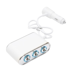 Adaptor bricheta auto tripla 12/24V, iluminata LED, cu intrerupator individual si 1 port USB, 5V, 2.1A - Img 1