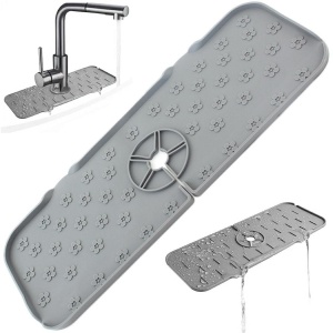Covoras din silicon anti-picurator pentru lavoare, dimensiune 36,5 x 14 cm, culoare Gri - Img 3