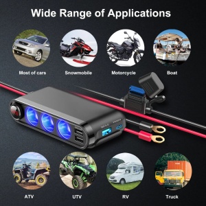 Dispozitiv Auto Premium 3in1, Splitter Bricheta, Incarcator USB/USB-C, Voltmetru Digital, alimentare 12V-24V - Img 3