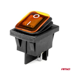 Intrerupator On/Off, 12/24V, dreptunghiular, waterproof, iluminat culoare Galben, destinatie auto, utilitare, Off-Road, ATV, SSV, QUAD - Img 2