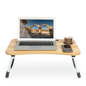 Masa pentru Laptop plianta din MDF, dimensiune 60 x 39,5 cm, cu suport pahar si telefon - Img 3