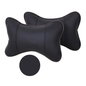 Set 2 buc. perne tetiere auto, pentru sustinere gat din piele ecologica, culoare NEGRU - Img 2