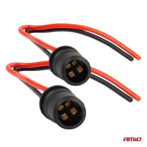 Set 2 socluri bec T10, W5W, W3W, cu mufe din cauciuc si cabluri siliconate - Img 2