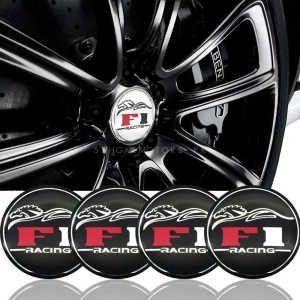 Set 4 buc. ornament central janta, model "F1 Black", diametru 5cm - Img 1