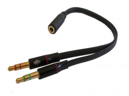 Audio Y Splitter Headphone Mic Cable Female to 2x3.5mm Male adapter Gembird CCA-418A, 3.5mm