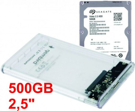 Eksterni disk, HDD 2.5" 500Gb plus eksterno kućište USB 3.0 SATA , ST500VT000 SEAGATE