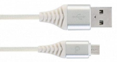 Kabl USB micro USB Gembird CC-USB2B-AMmBM-1M-BW2 Premium cotton braided 8-pin charging and data cable, 1m, silver/white