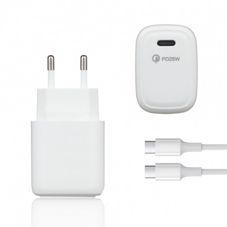 Punjač za mobilni USB plus USB Type C QC 3.0 25W, WEWO PD 25W