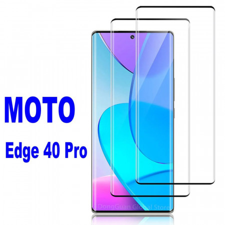 Zaštitno staklo 5D FULL GLUE za Motorola Moto Edge 40 Pro 2023 (6.67") zakrivljeno, crni rub